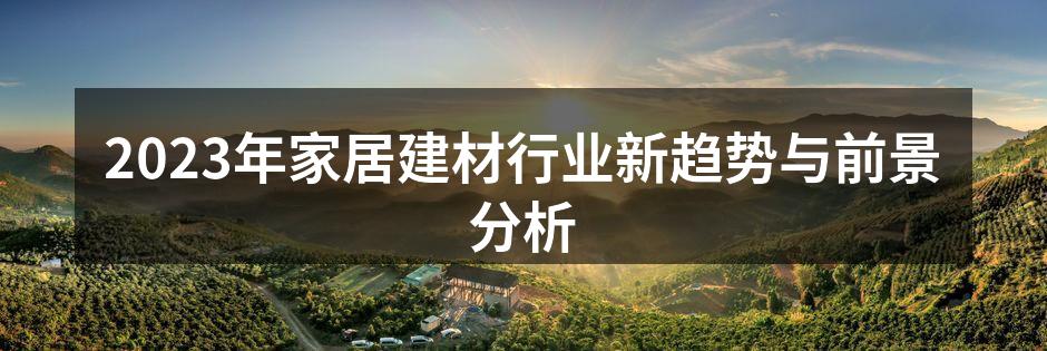 2023年家居建材行业新趋势与前景分析